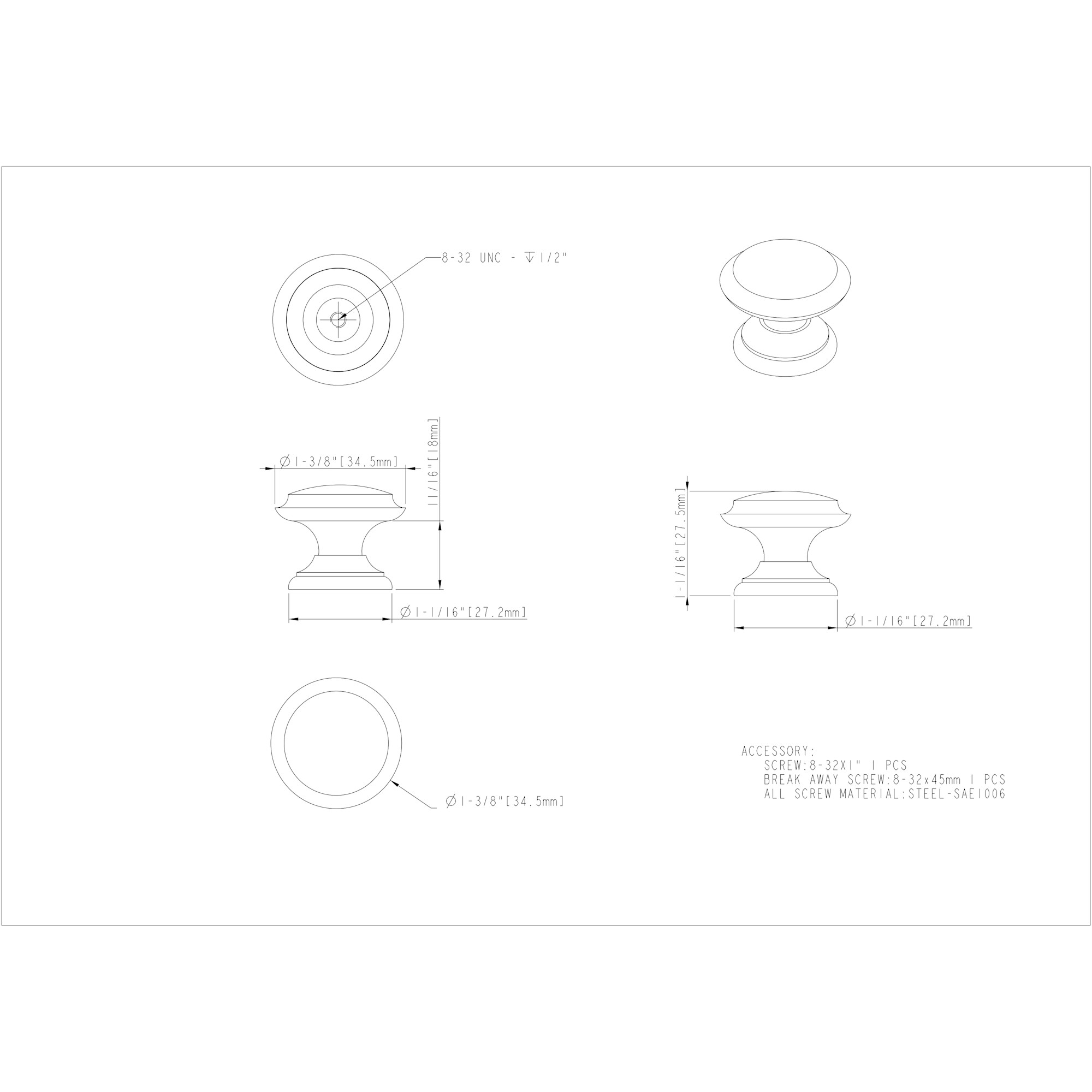 Cordova Cabinet Knob (251) - Image 3