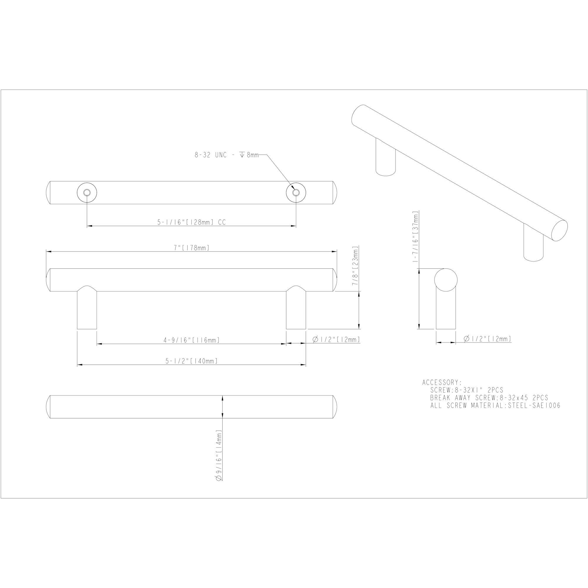 Key Largo Cabinet Pull – 128 mm - Image 2