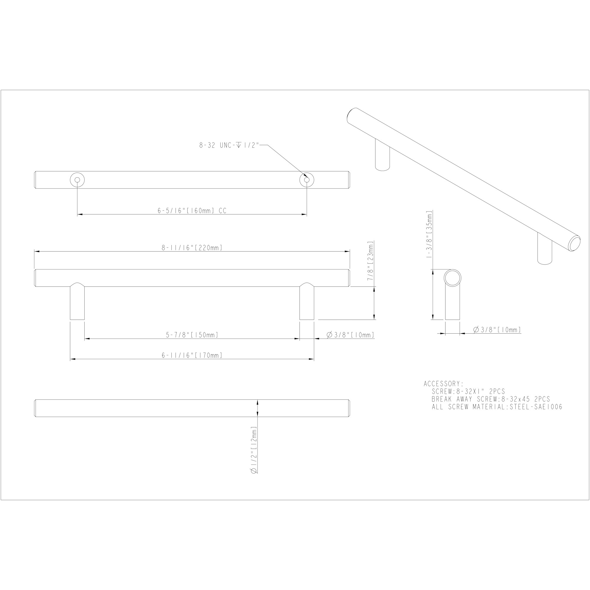 Naples Cabinet Pull (220) - Image 2