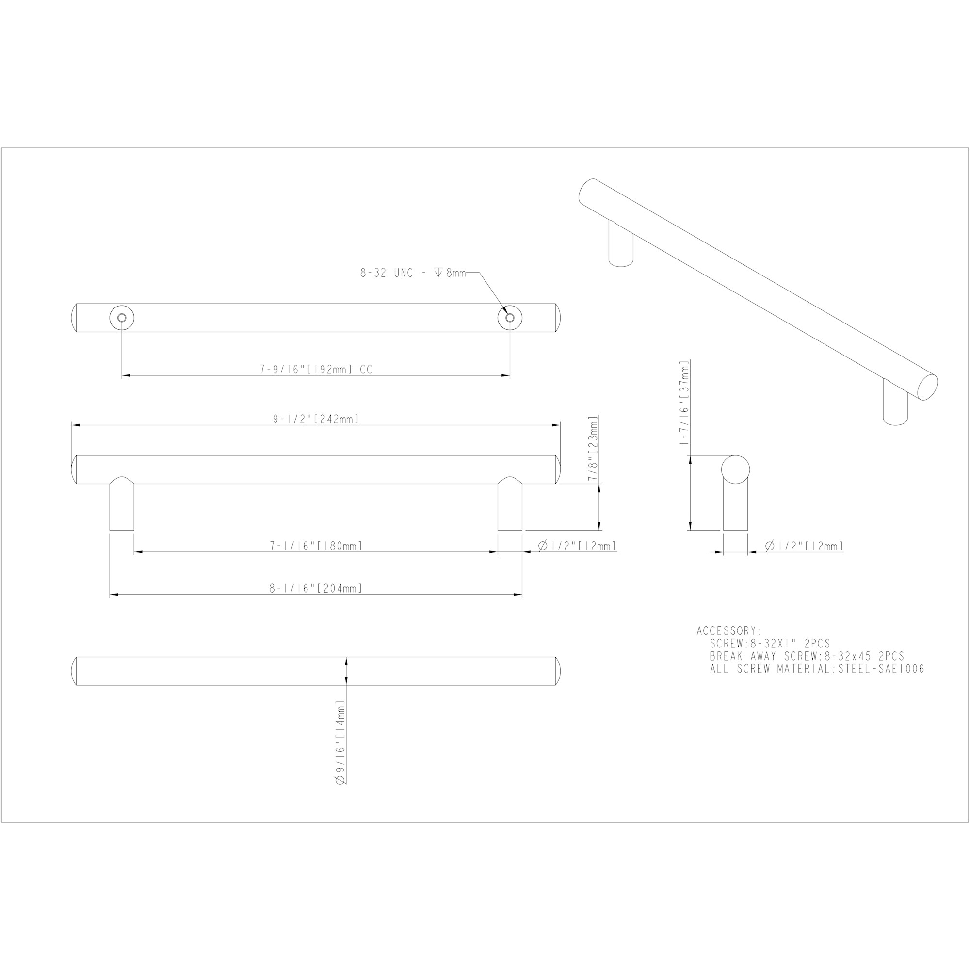 Key West Cabinet Pull – 192 mm - Image 2