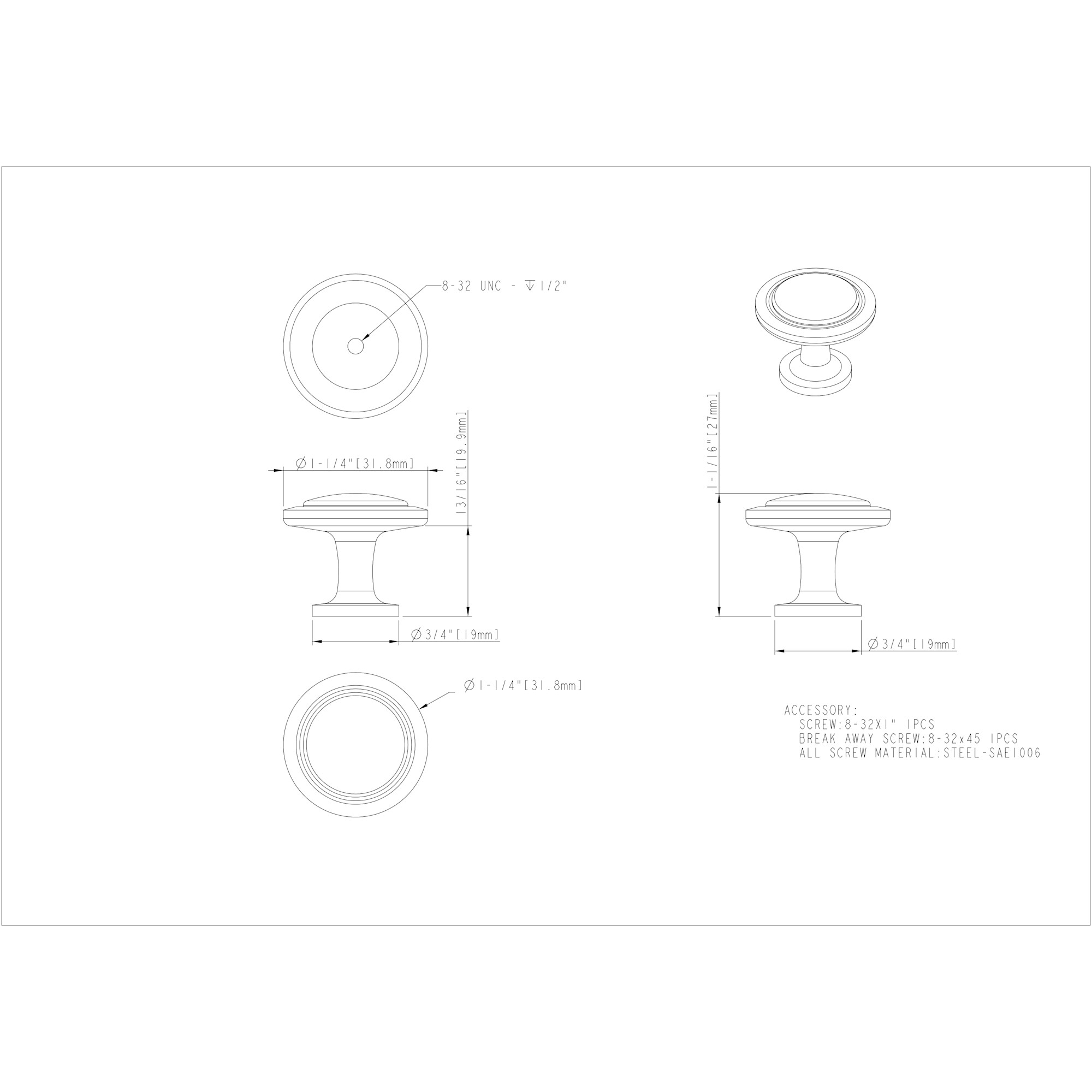 Gatsby Cabinet Knob (3960)