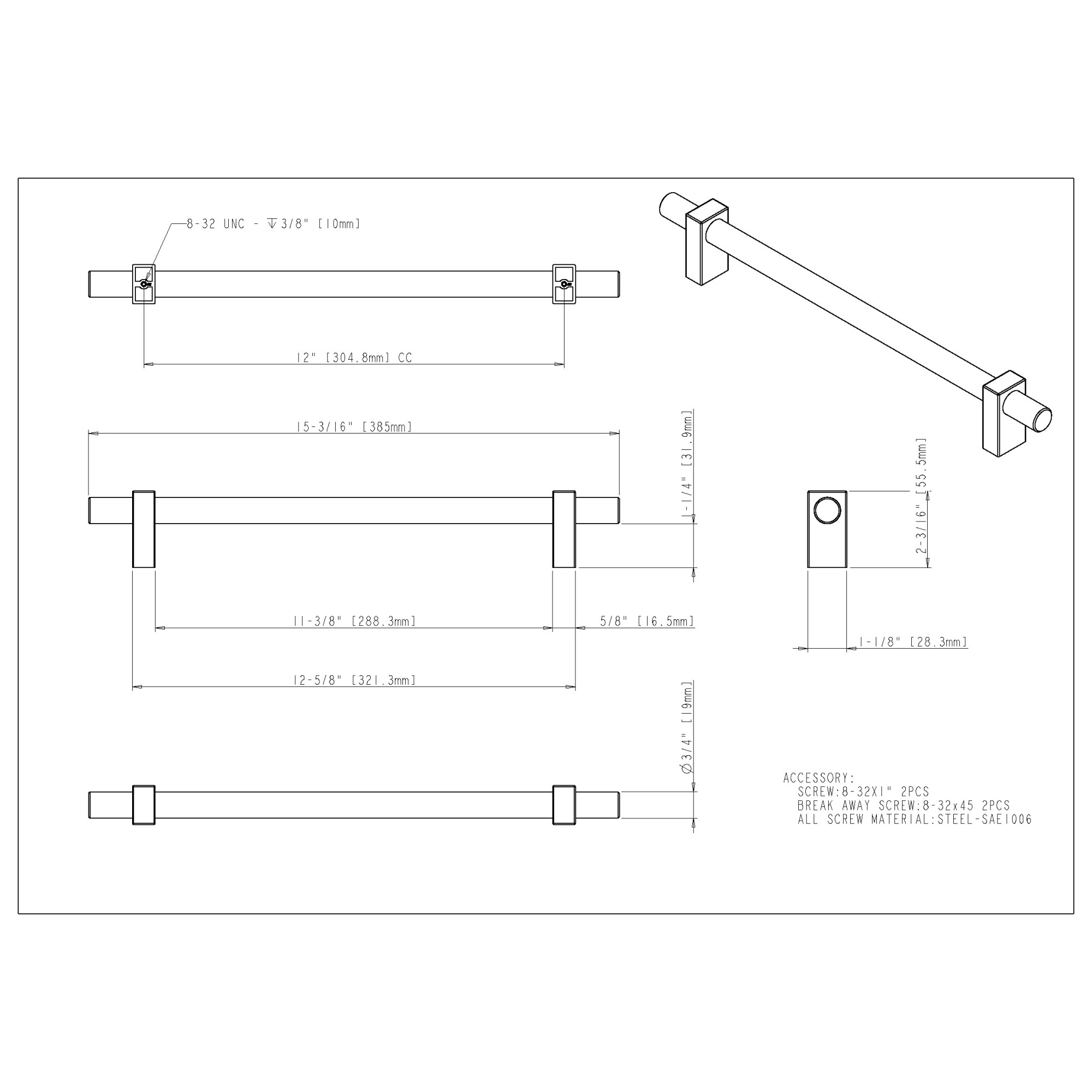 Larkin 2 Appliance Pull – 12" - Image 10