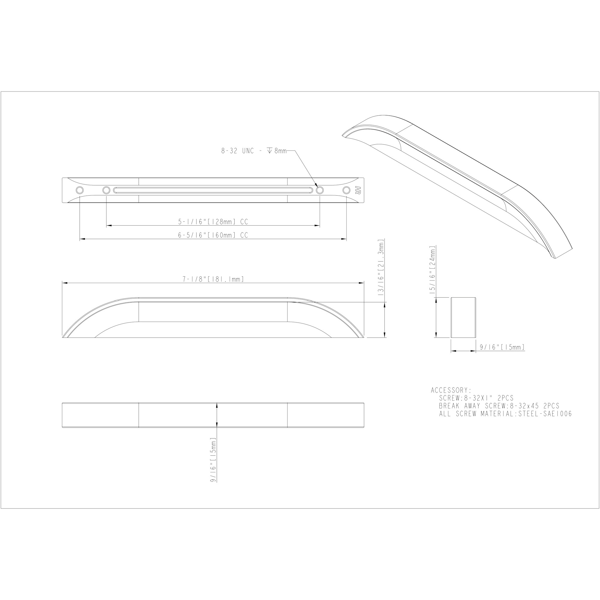 Elara Cabinet Pull – 128 mm - Image 2