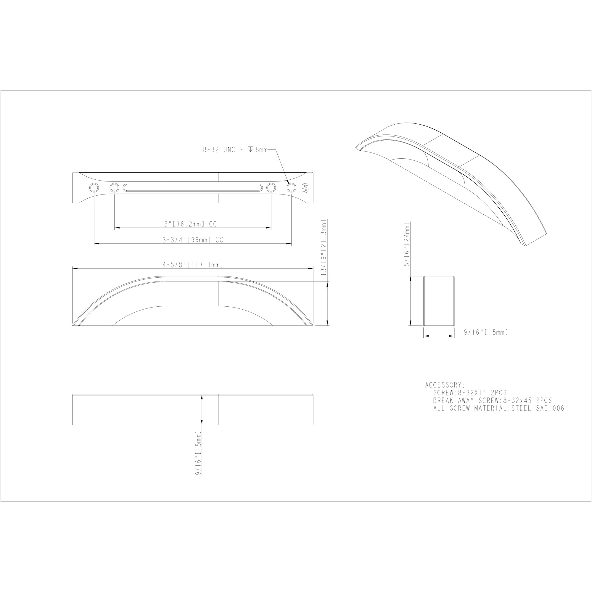 Elara Cabinet Pull – 3" - Image 2