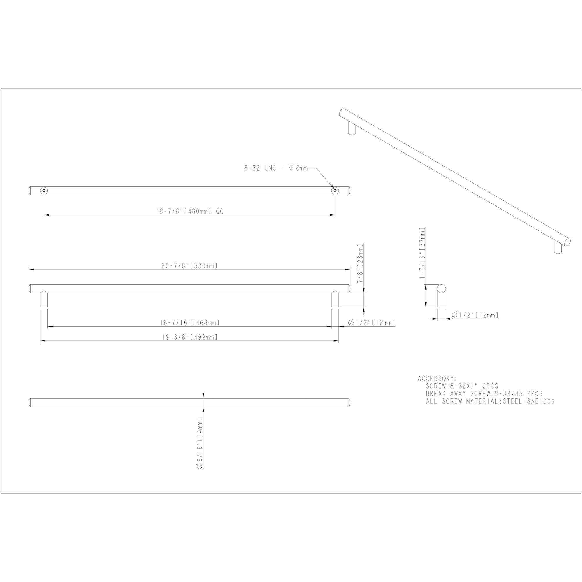 Key West Cabinet Pull – 480 mm - Image 2