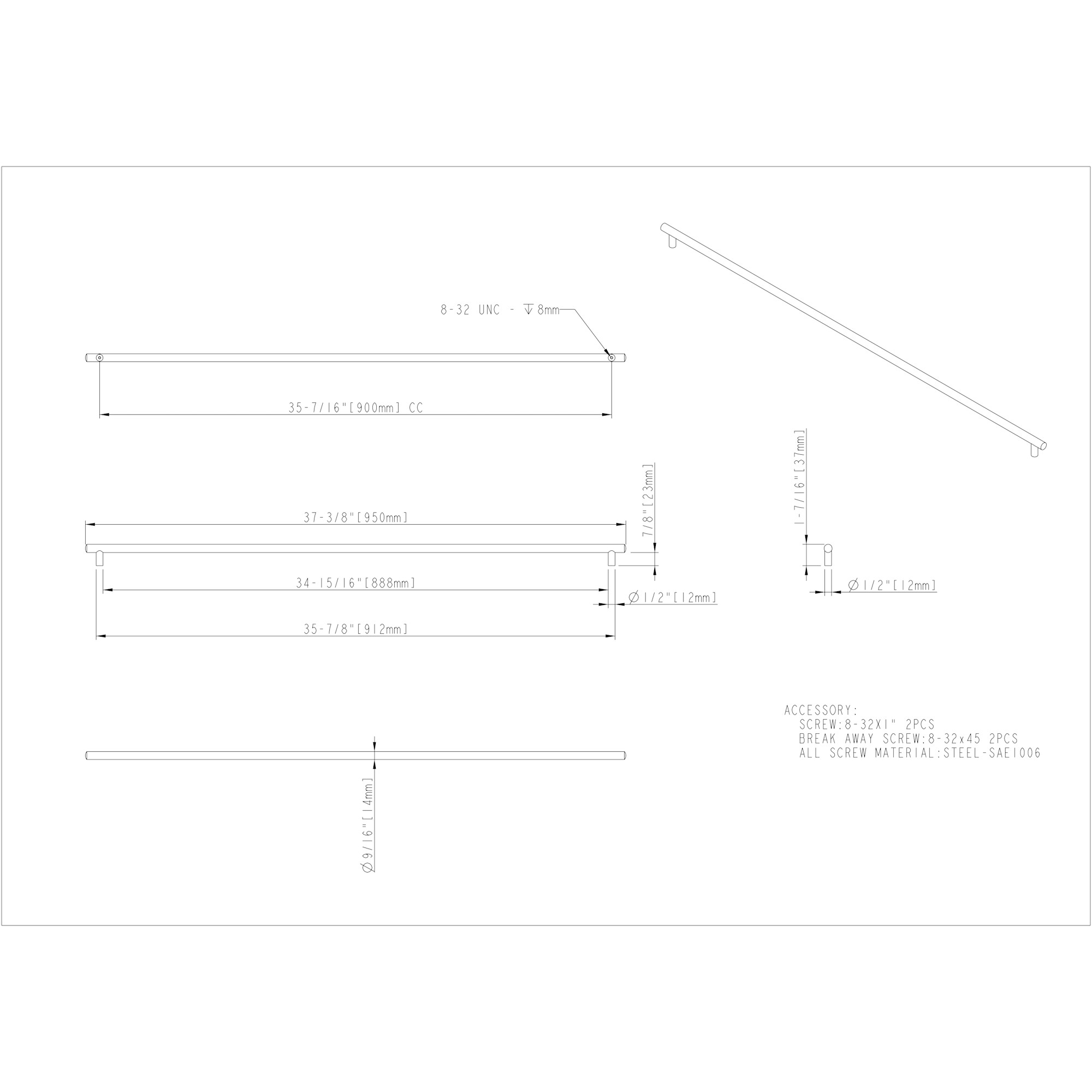 Key West Cabinet Pull – 900 mm - Image 2