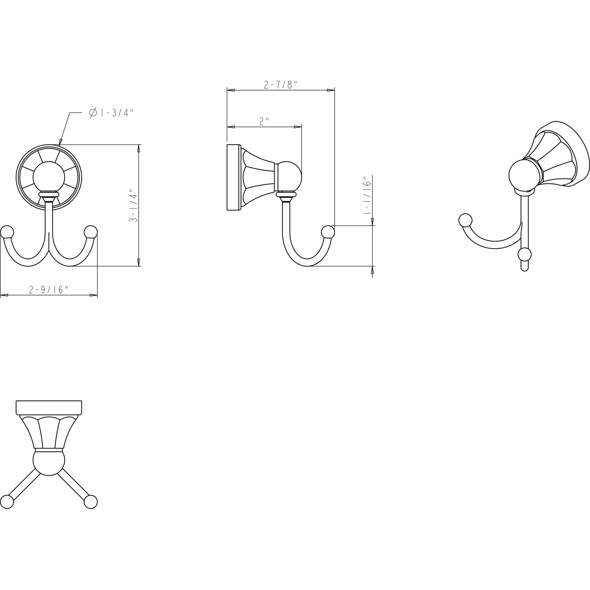 Newbury Robe Hook (BHE3-02) - Image 2