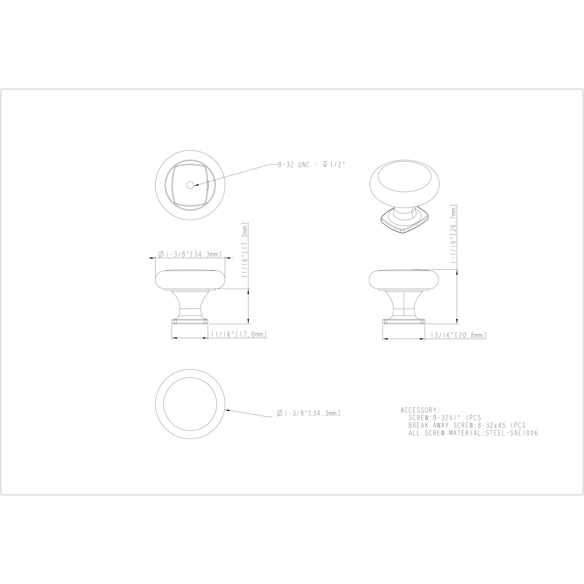 Belcastel 1 Cabinet Knob - Image 6