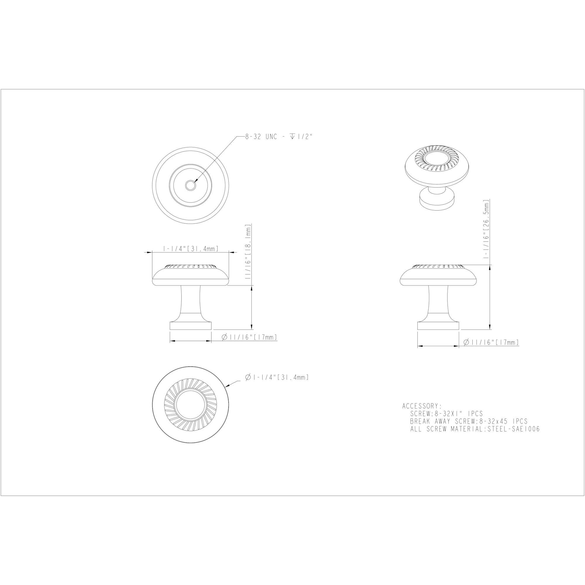 Cypress Cabinet Knob