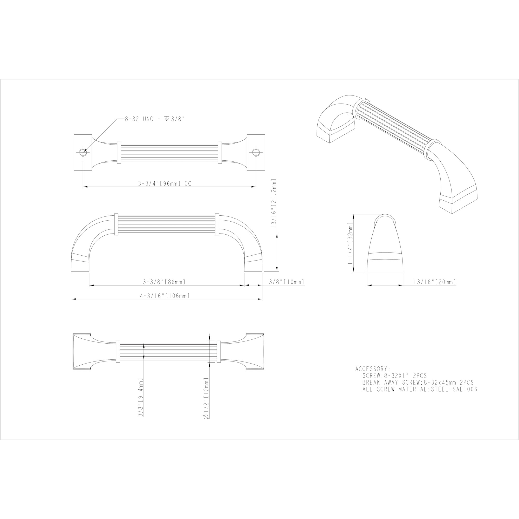 Cordova Cabinet Pull – 96 mm - Image 5